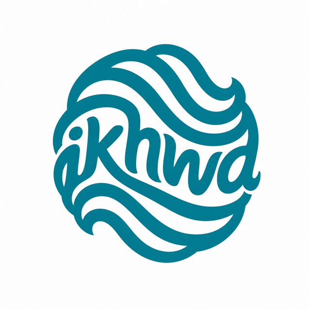 Ikhwa name integrated into the wave mark in teal